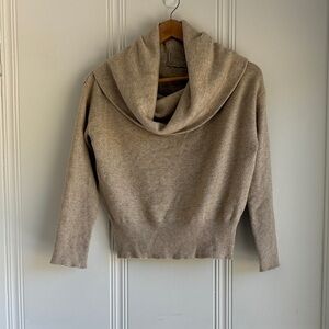 3/$15! Women's Cropped Tan Sweater with Cowl Neck